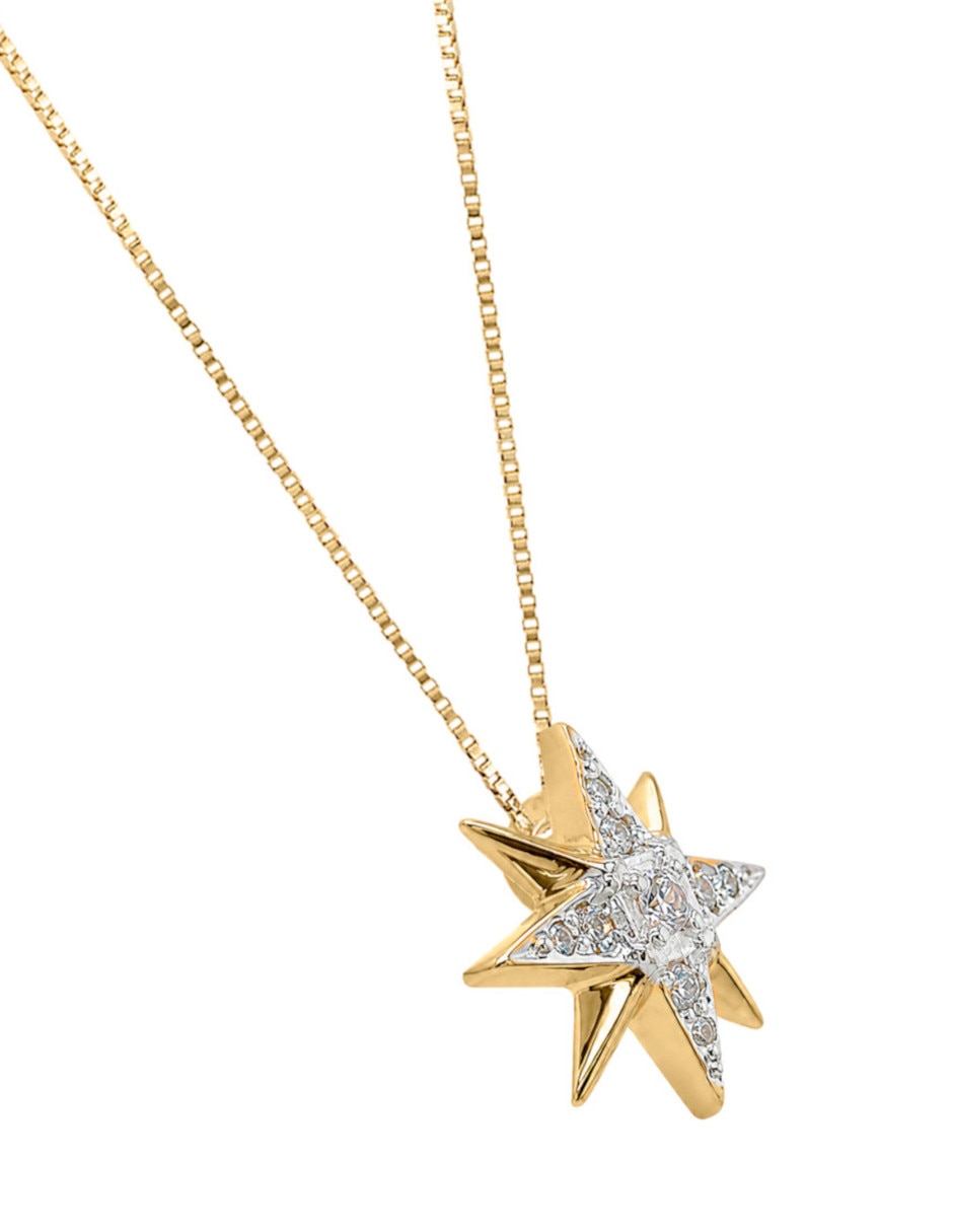 Collar con dije de estrella CRISTAL JOYAS de oro amarillo 14 K
