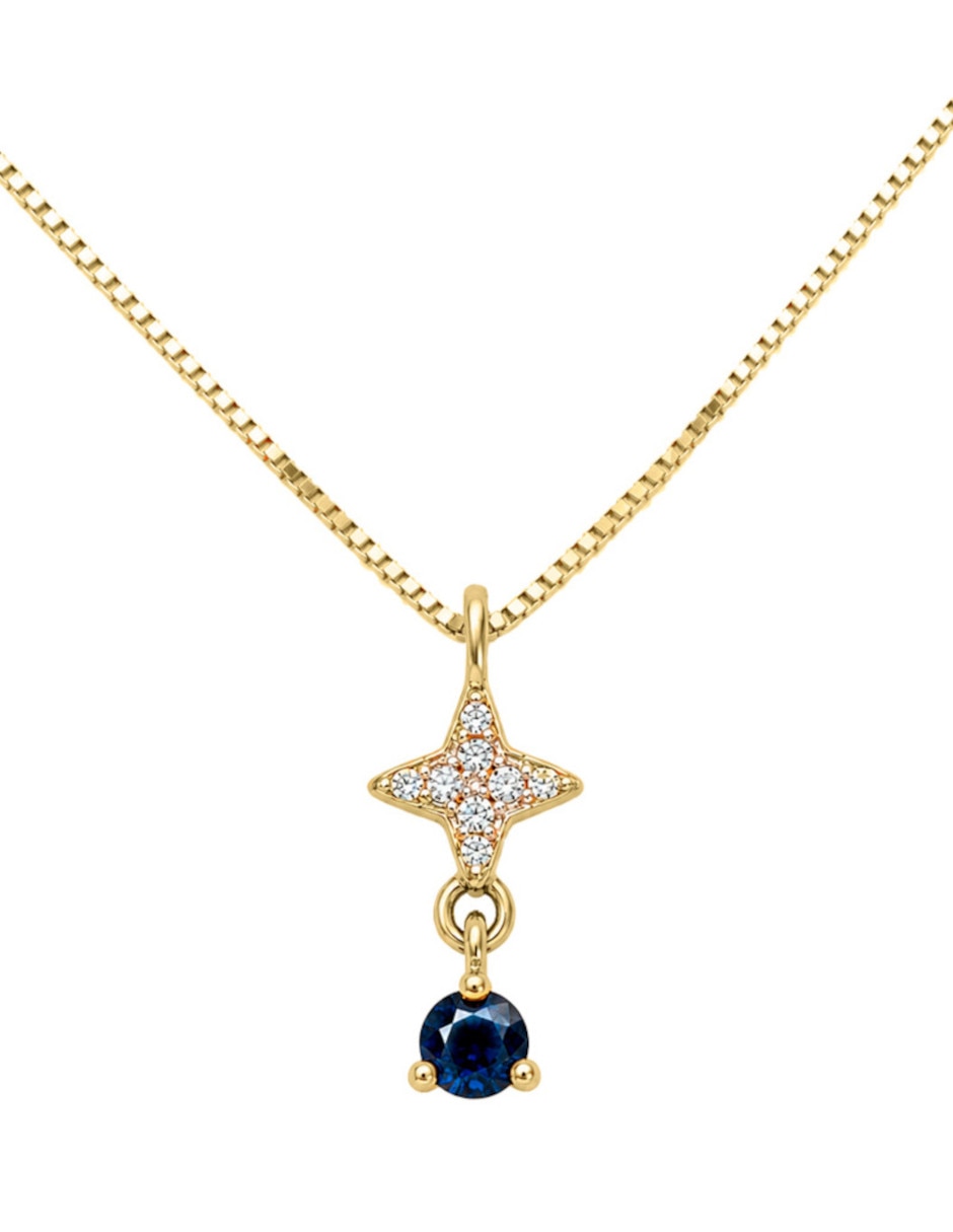 Collar con dije de estrella CRISTAL JOYAS de oro amarillo 14 K