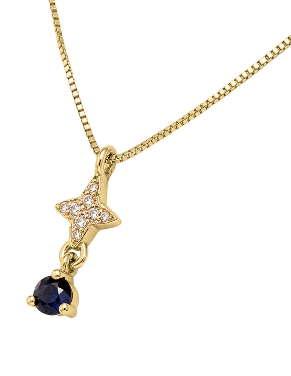 Collar con dije de estrella CRISTAL JOYAS de oro amarillo 14 K