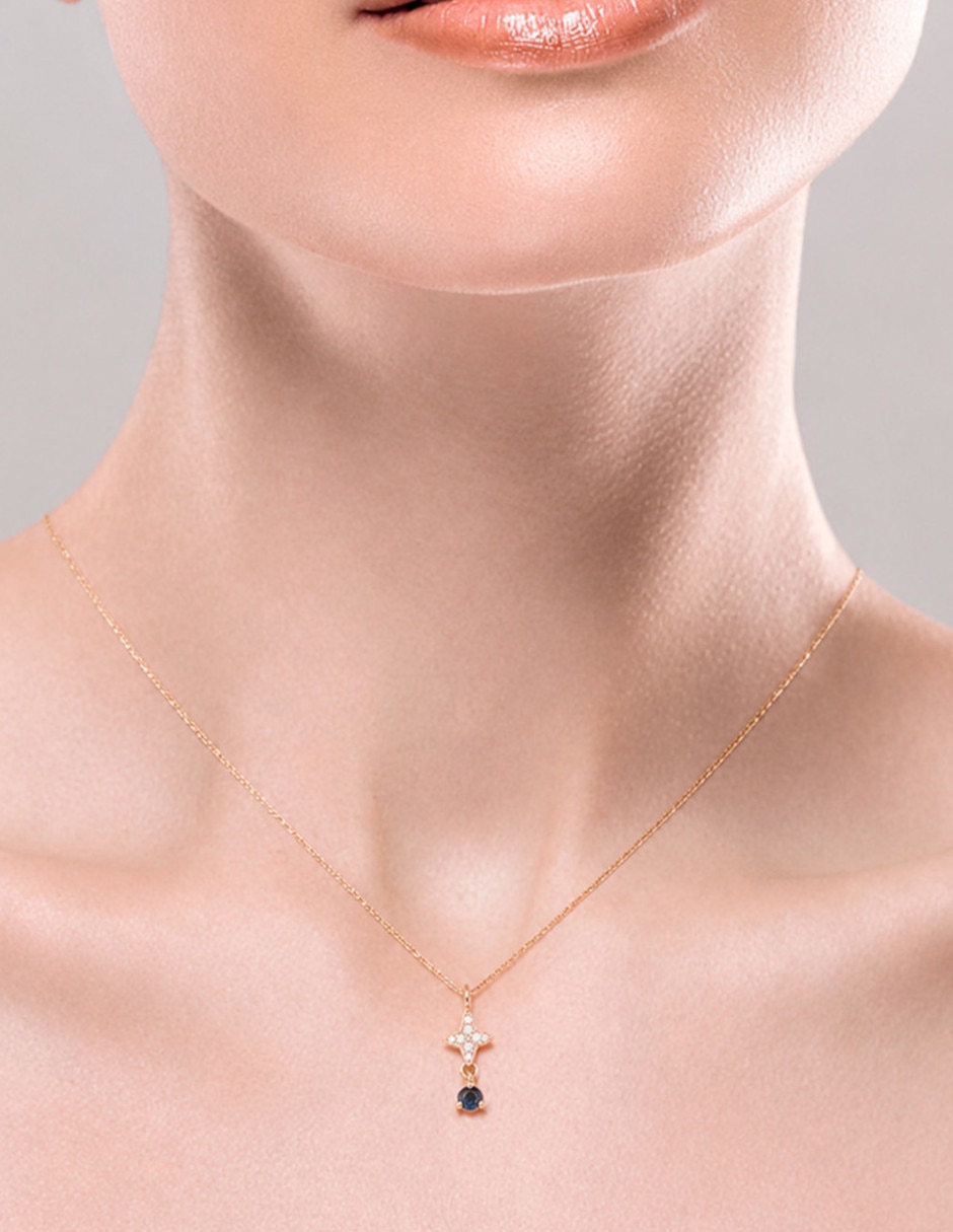 Collar con dije de estrella CRISTAL JOYAS de oro amarillo 14 K