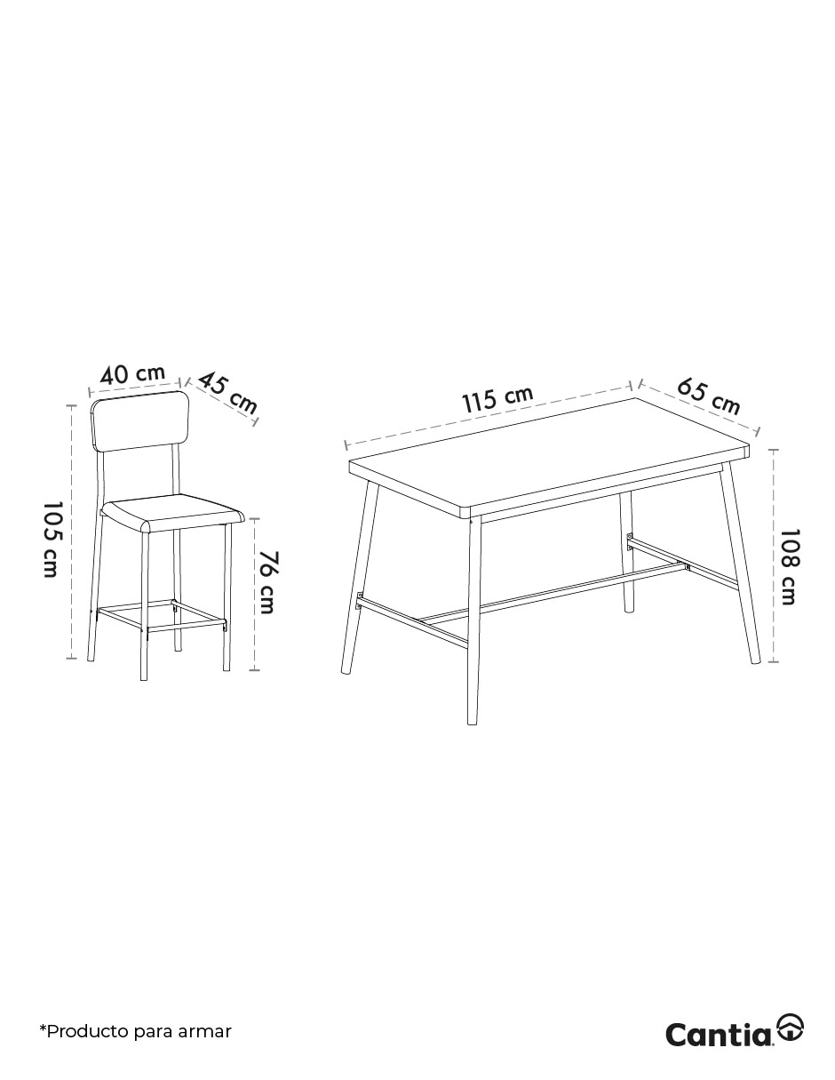 Antecomedor MONTPELLIER para 2 personas de MDF 12