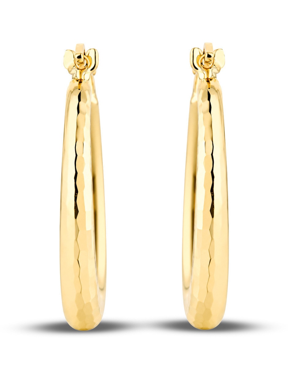 Arracadas circulares JOYERIAS BIZZARRO de oro amarillo 10 K con acabado brillante