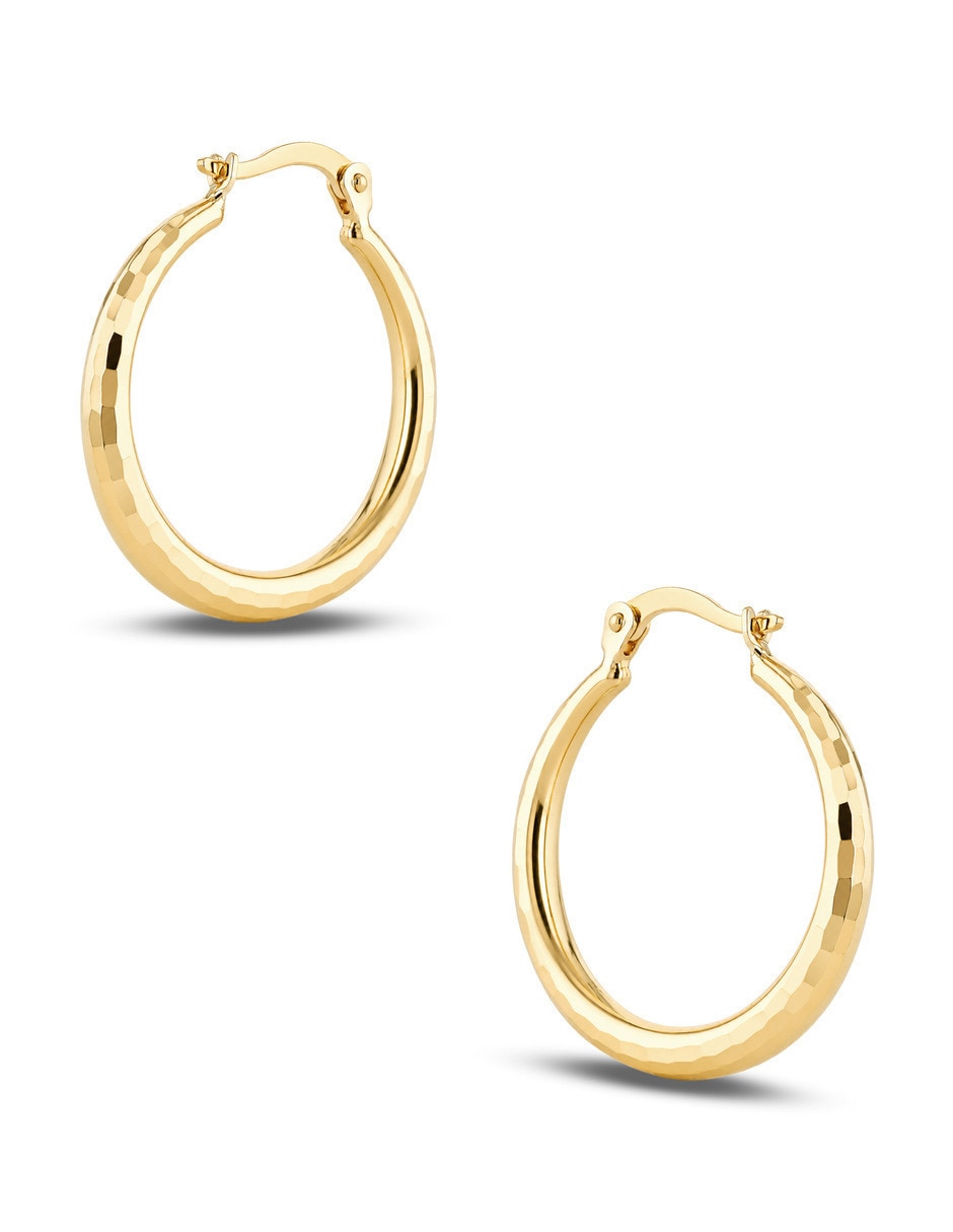 Arracadas circulares JOYERIAS BIZZARRO de oro amarillo 10 K con acabado brillante