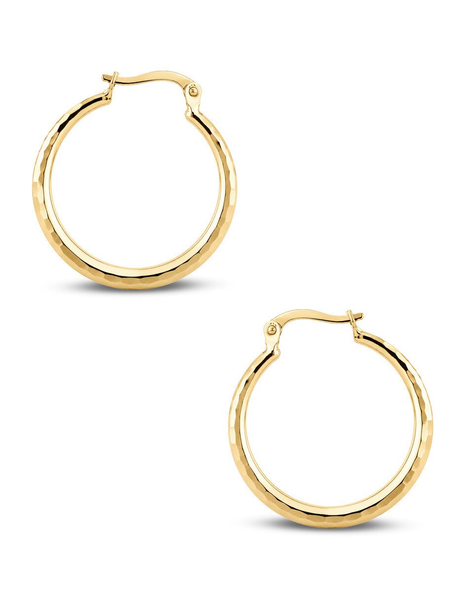 Arracadas circulares JOYERIAS BIZZARRO de oro amarillo 10 K con acabado brillante