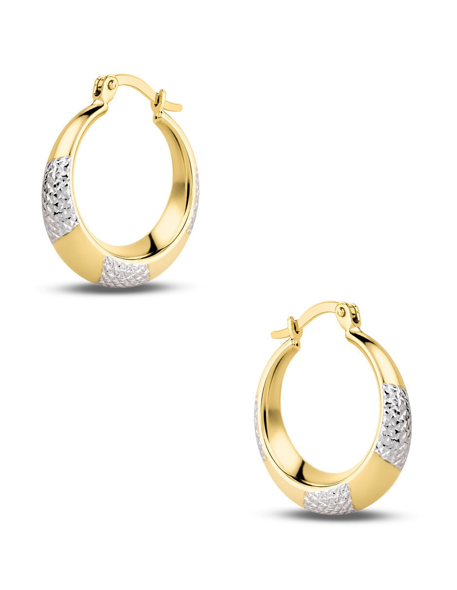 Arracadas circulares JOYERIAS BIZZARRO de oro amarillo 10 K con acabado brillante