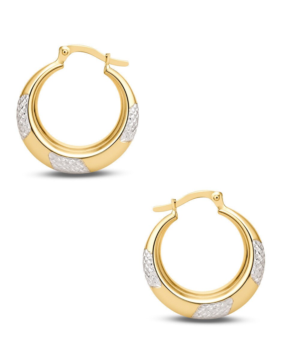 Arracadas circulares JOYERIAS BIZZARRO de oro amarillo 10 K con acabado brillante