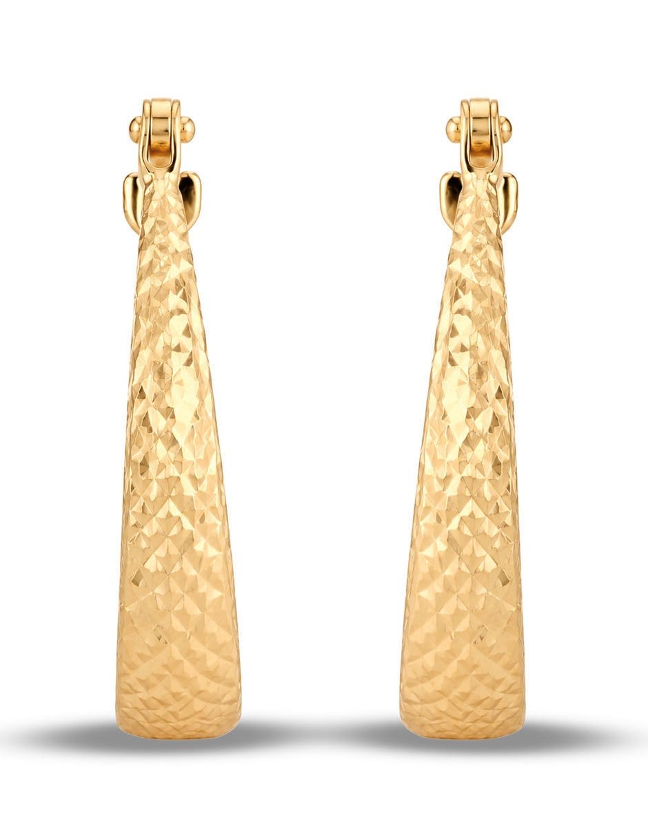 Arracadas circulares JOYERIAS BIZZARRO de oro amarillo 10 K con acabado brillante