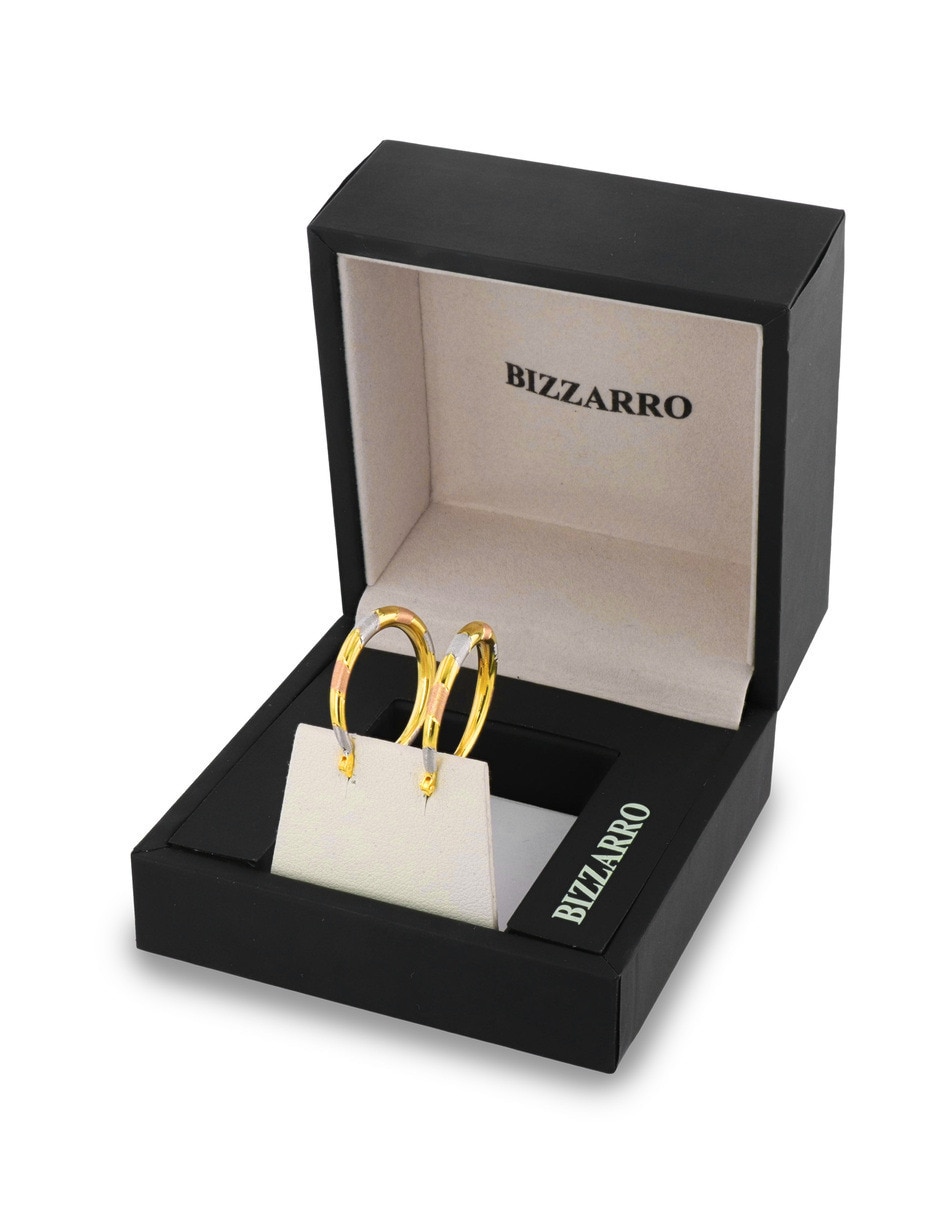Arracadas circulares JOYERIAS BIZZARRO de oro florentino 10 K con acabado brillante