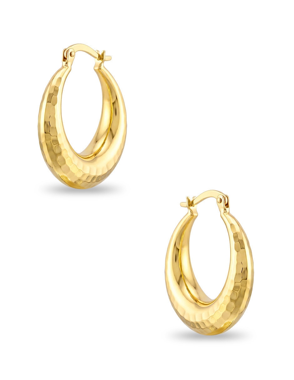 Arracadas circulares JOYERIAS BIZZARRO de oro amarillo 10 K con acabado brillante