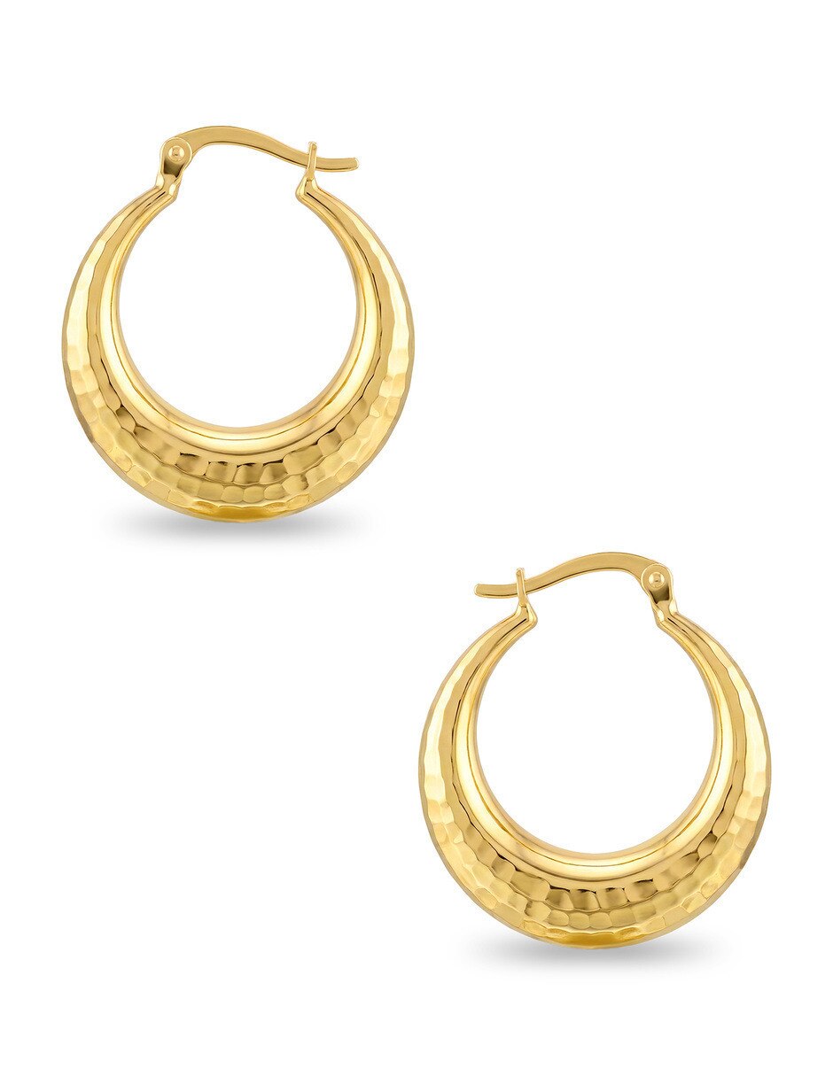Arracadas circulares JOYERIAS BIZZARRO de oro amarillo 10 K con acabado brillante