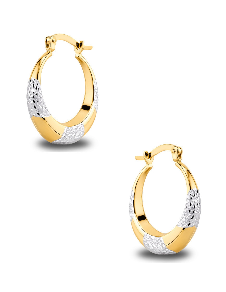 Arracadas circulares JOYERIAS BIZZARRO de oro amarillo 10 K con acabado brillante