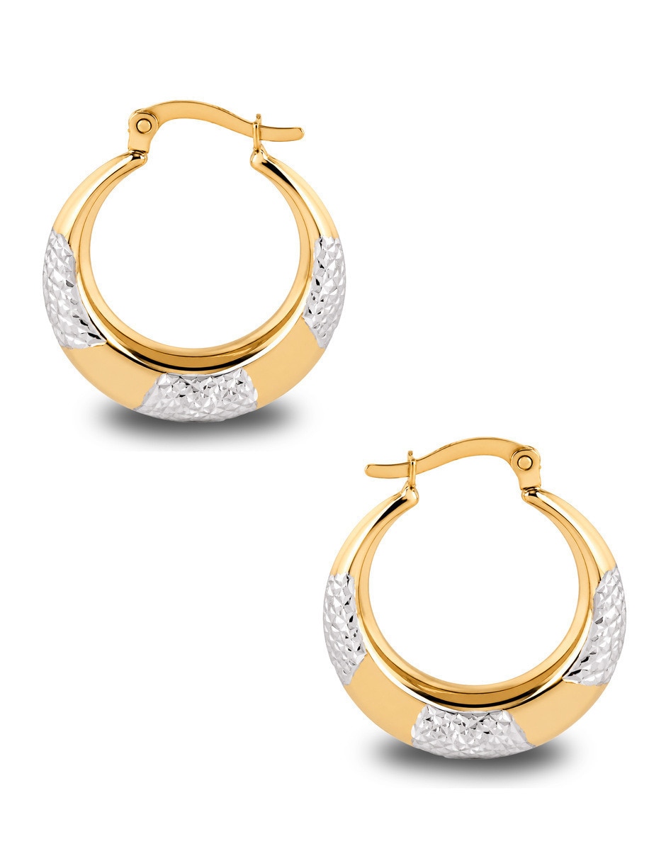 Arracadas circulares JOYERIAS BIZZARRO de oro amarillo 10 K con acabado brillante