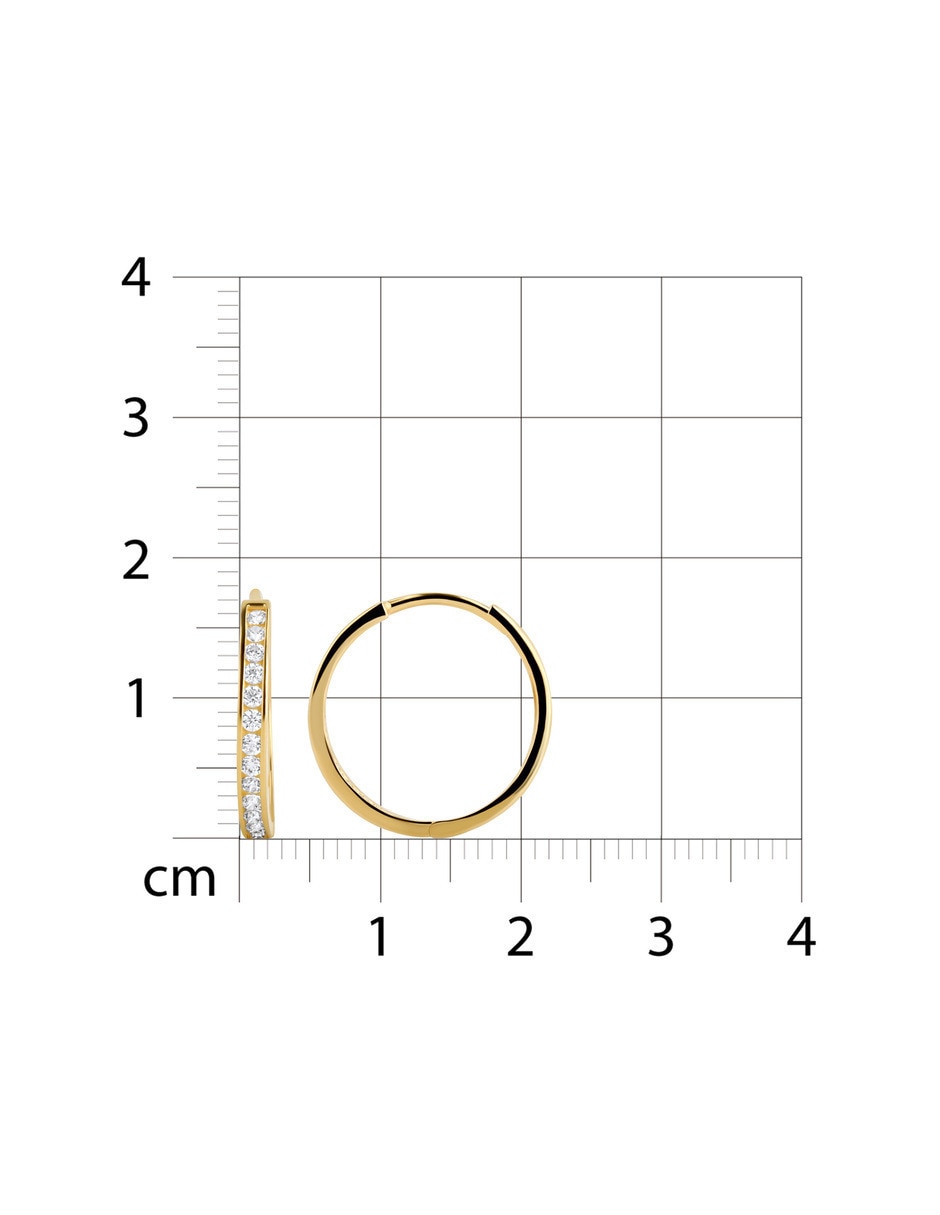 Arracadas circulares JOYERIAS BIZZARRO de oro amarillo 14 K con acabado brillante zirconia