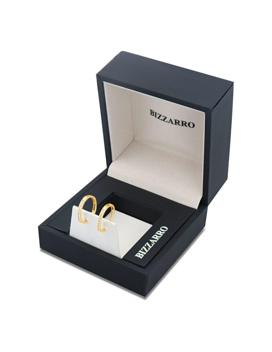 Arracadas circulares JOYERIAS BIZZARRO de oro amarillo 14 K con acabado brillante zirconia