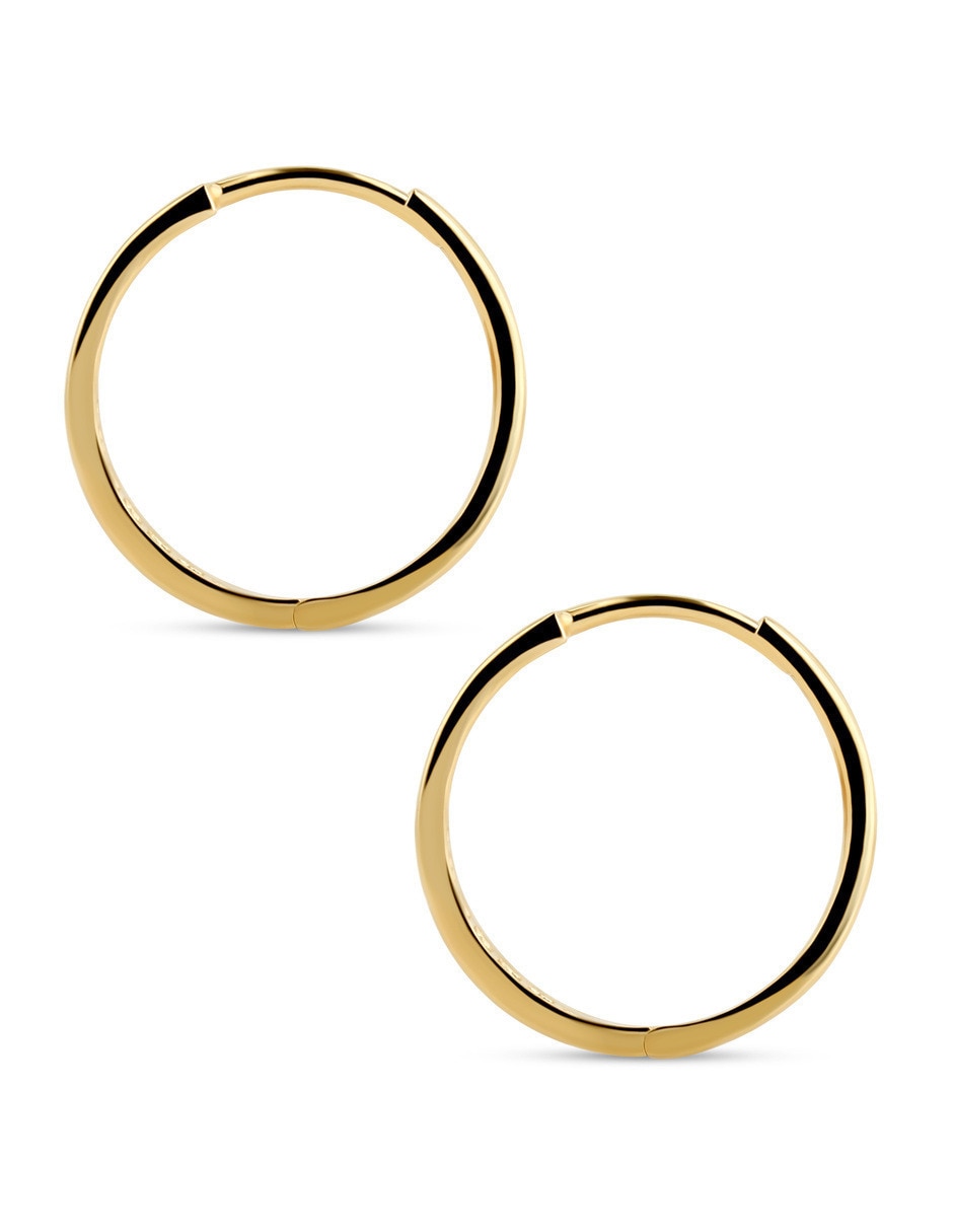 Arracadas circulares JOYERIAS BIZZARRO de oro amarillo 14 K con acabado brillante zirconia