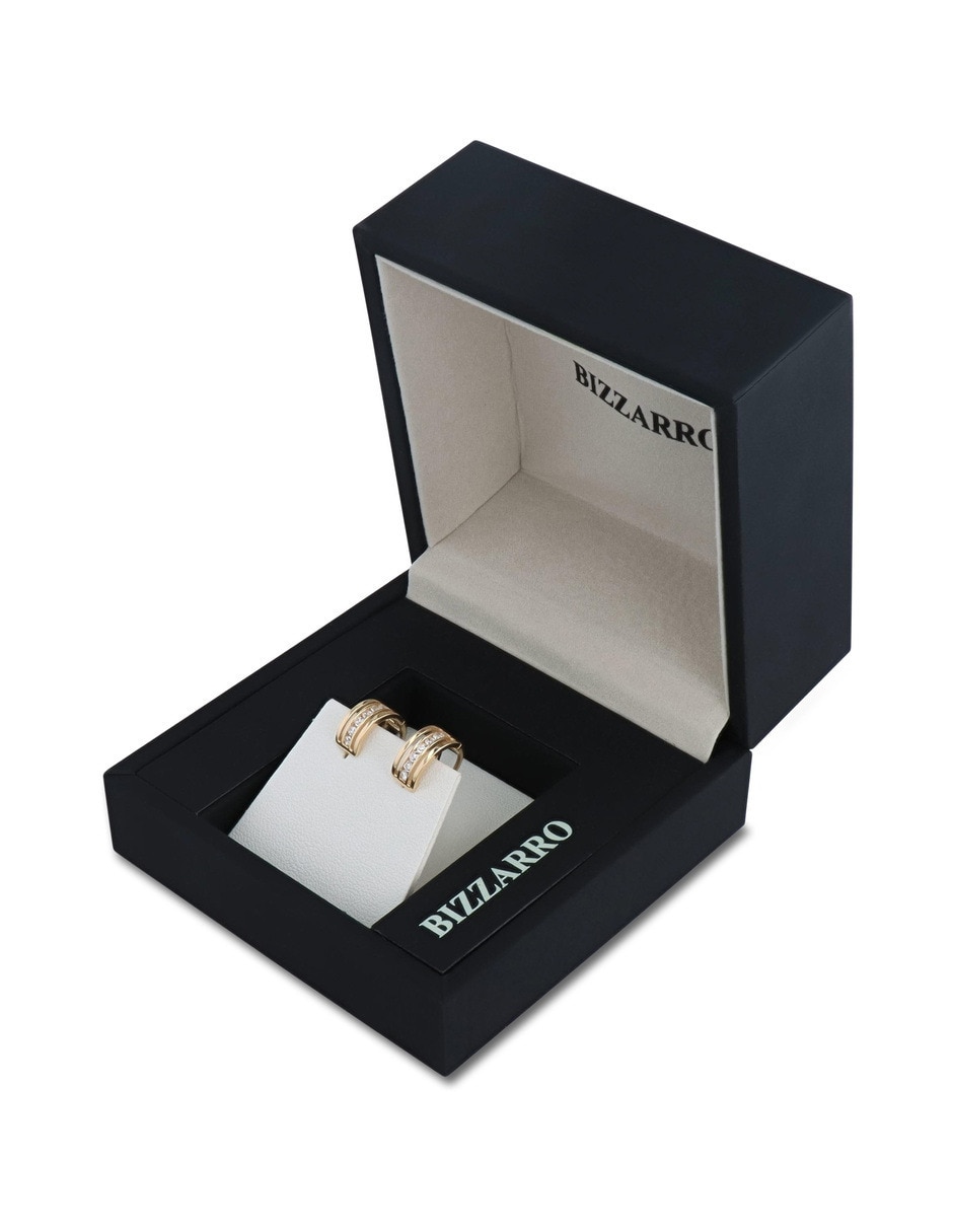 Arracadas circulares JOYERIAS BIZZARRO de oro amarillo 14 K con acabado brillante zirconia