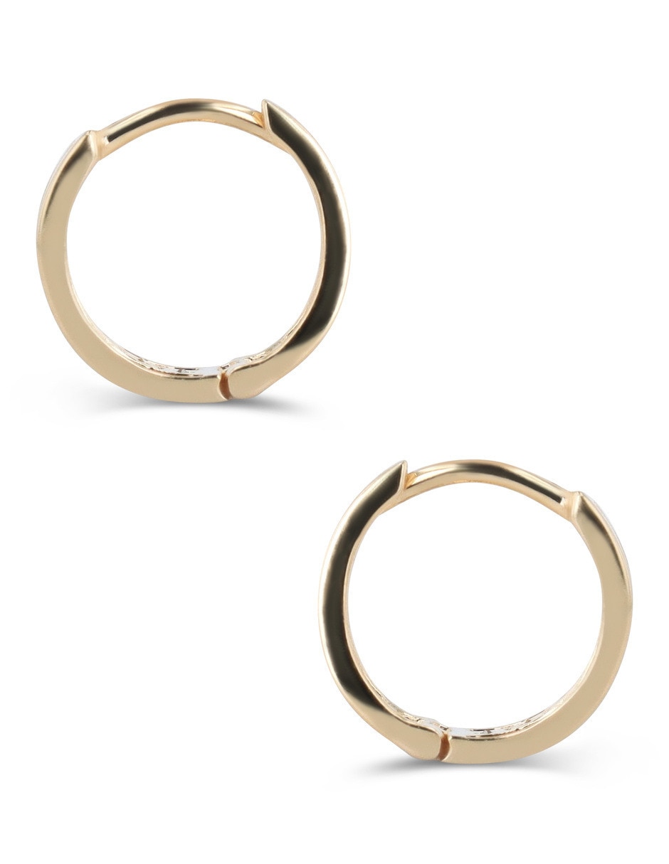Arracadas circulares JOYERIAS BIZZARRO de oro amarillo 14 K con acabado brillante zirconia