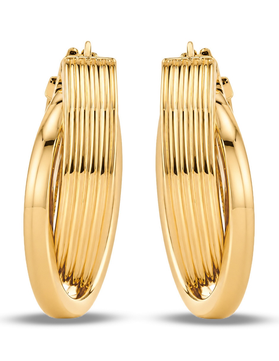 Arracadas circulares JOYERIAS BIZZARRO de oro amarillo 10 K con acabado brillante