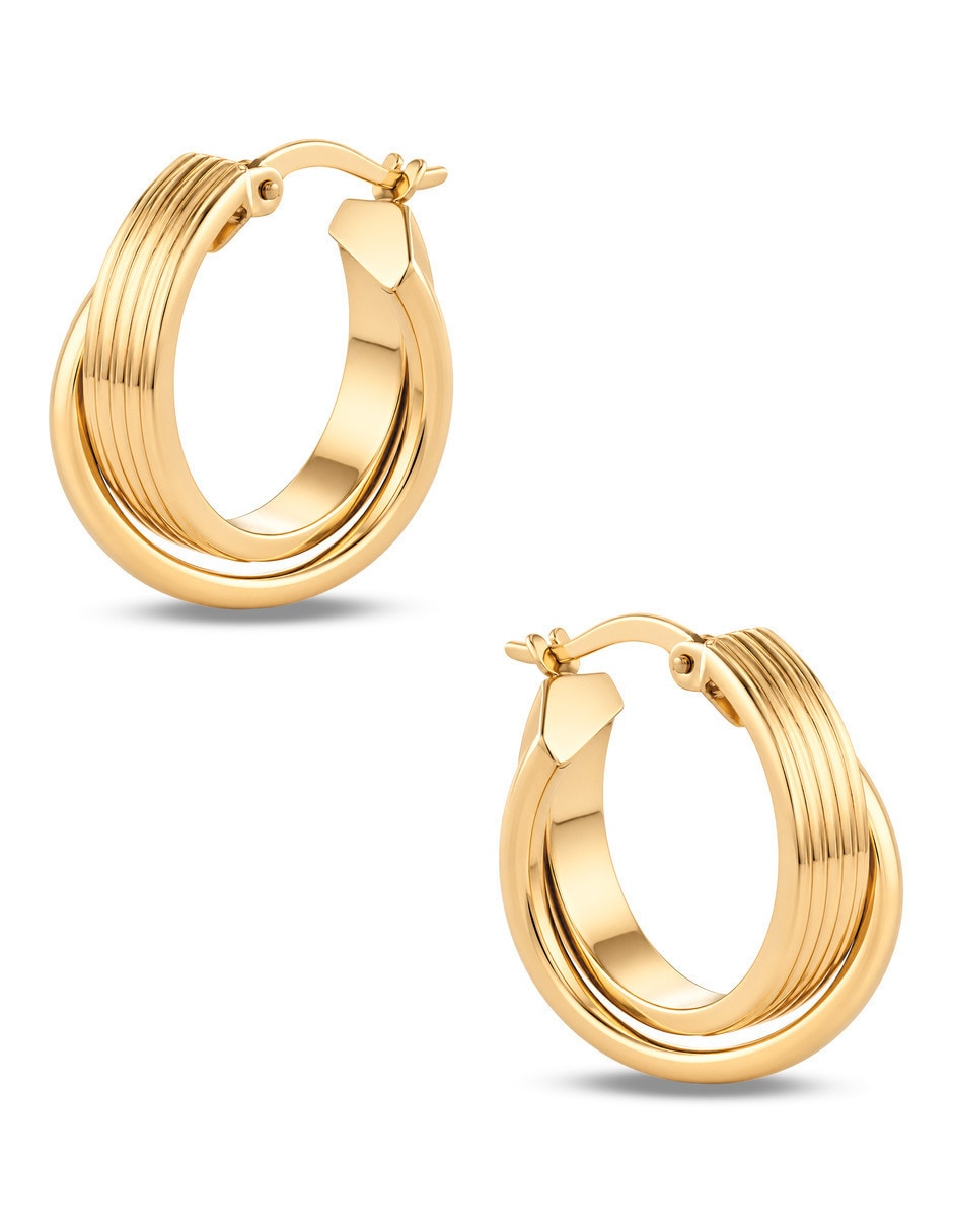 Arracadas circulares JOYERIAS BIZZARRO de oro amarillo 10 K con acabado brillante