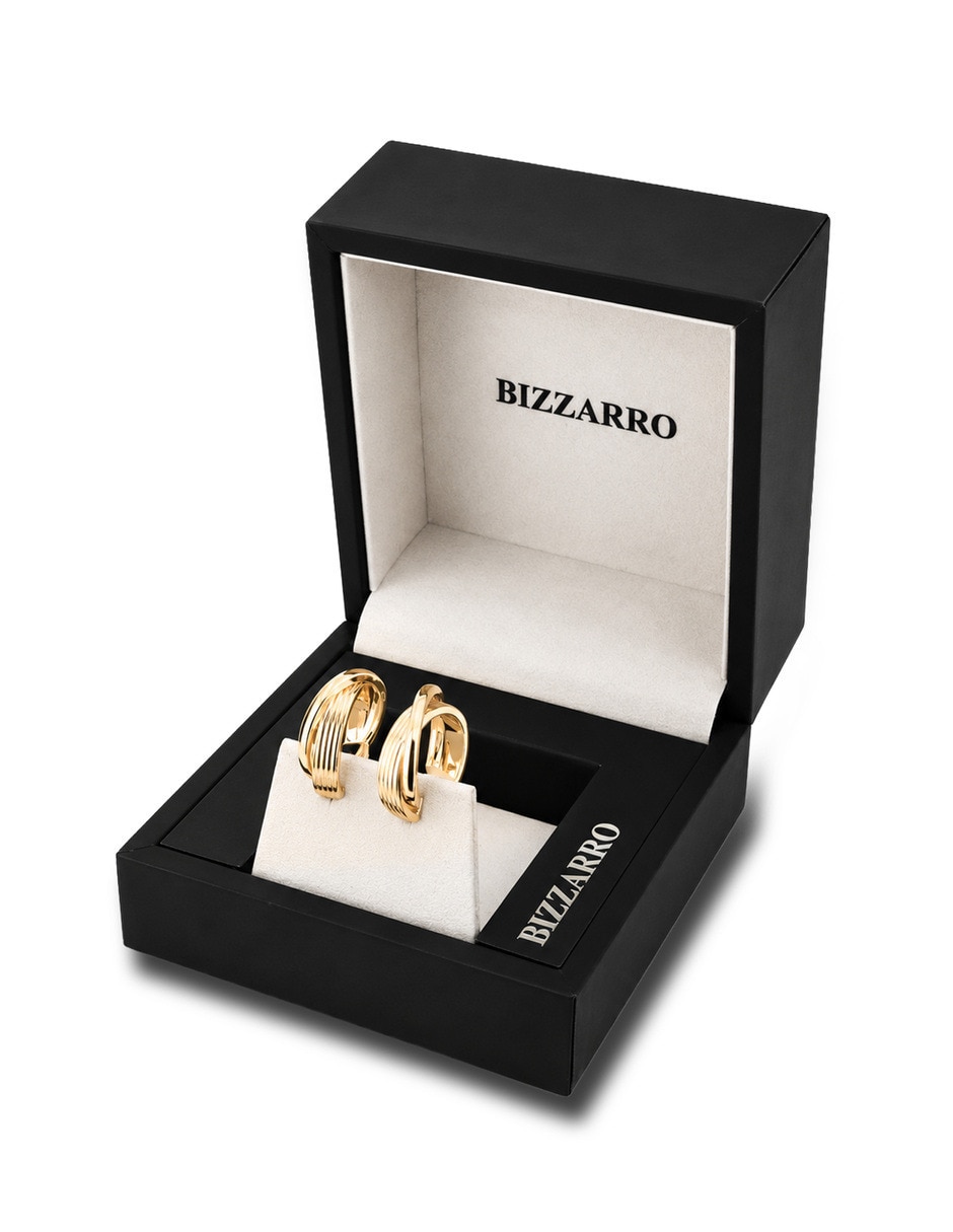 Arracadas circulares JOYERIAS BIZZARRO de oro amarillo 10 K con acabado brillante