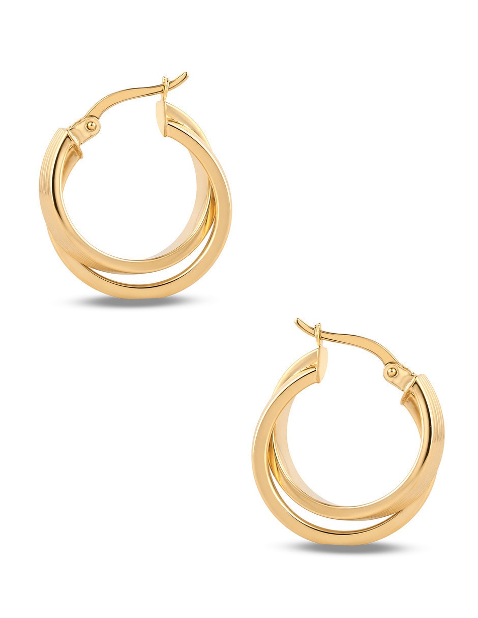 Arracadas circulares JOYERIAS BIZZARRO de oro amarillo 10 K con acabado brillante
