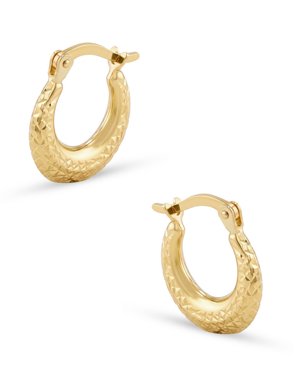 Arracadas circulares JOYERIAS BIZZARRO de oro amarillo 10 K con acabado brillante