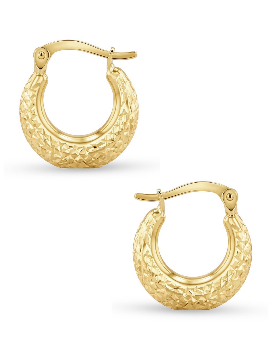 Arracadas circulares JOYERIAS BIZZARRO de oro amarillo 10 K con acabado brillante