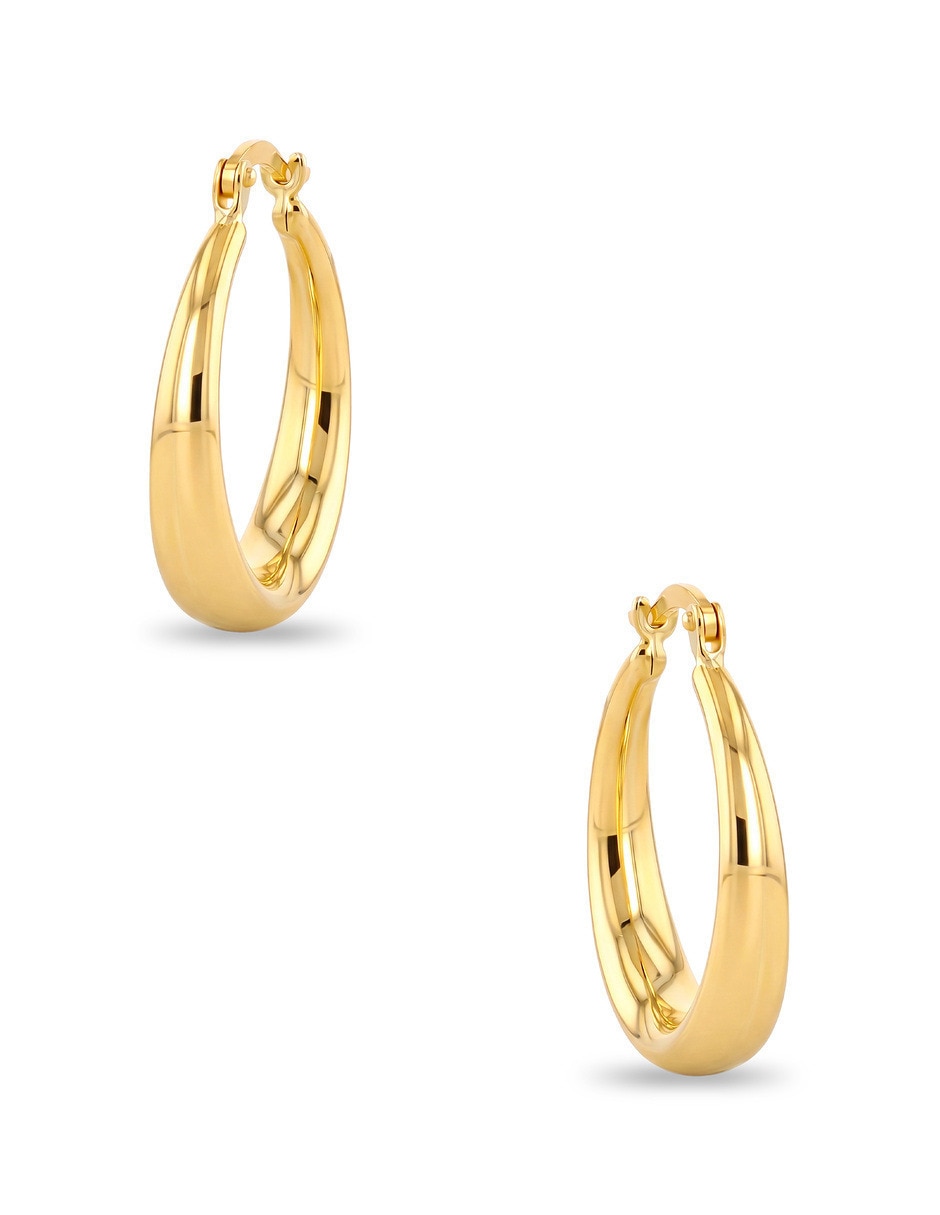 Arracadas circulares JOYERIAS BIZZARRO de oro amarillo 10 K con acabado brillante