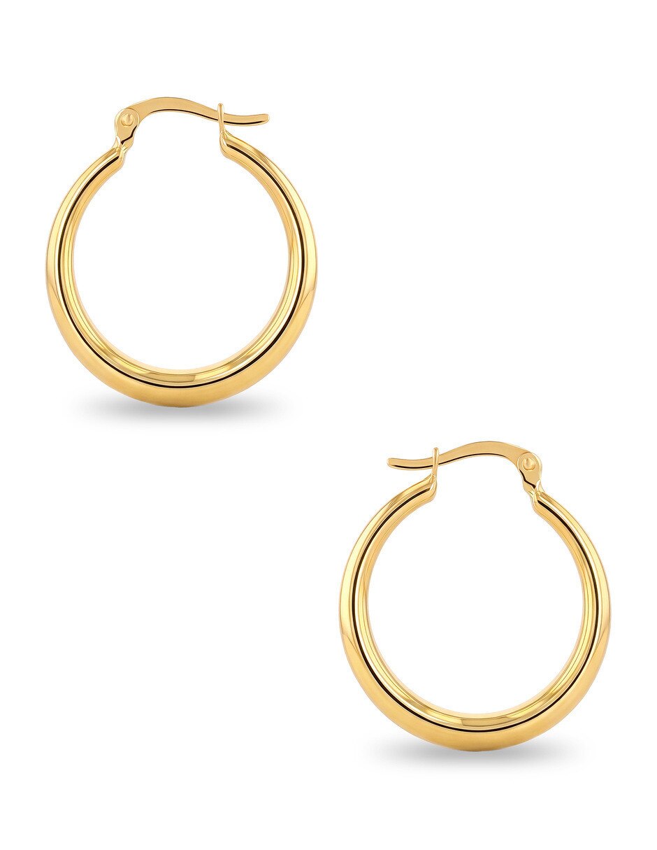 Arracadas circulares JOYERIAS BIZZARRO de oro amarillo 10 K con acabado brillante