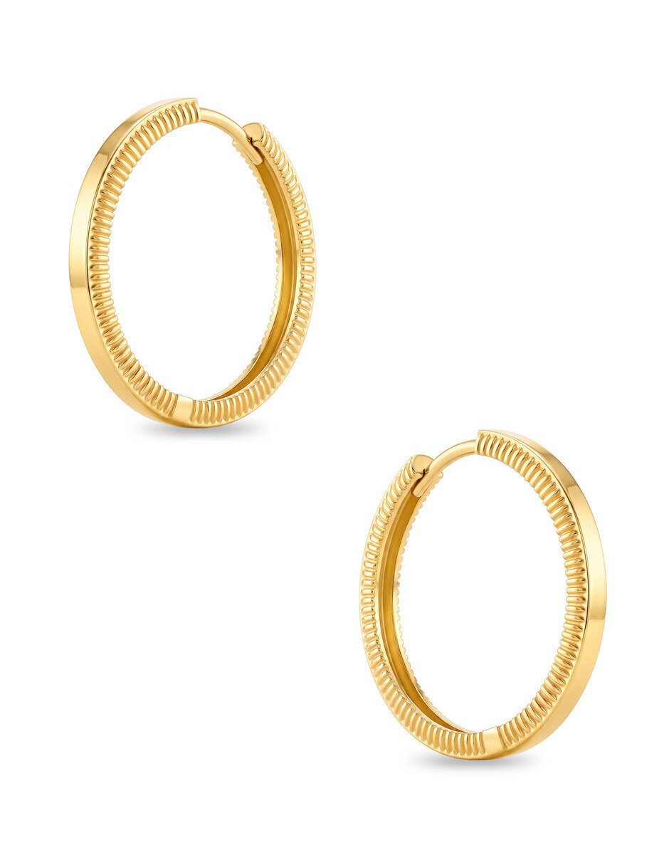 Arracadas circulares JOYERIAS BIZZARRO de oro amarillo 10 K con acabado brillante