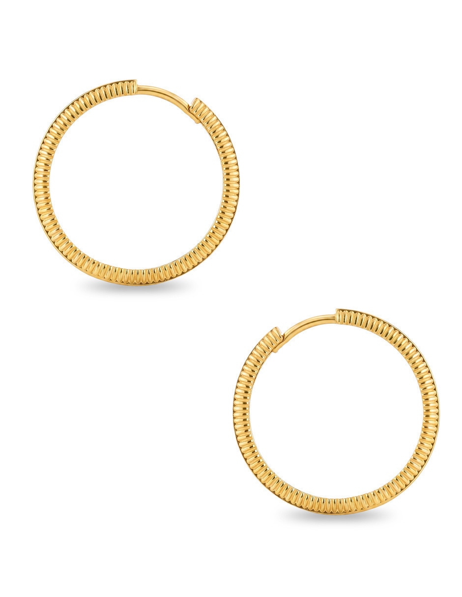 Arracadas circulares JOYERIAS BIZZARRO de oro amarillo 10 K con acabado brillante