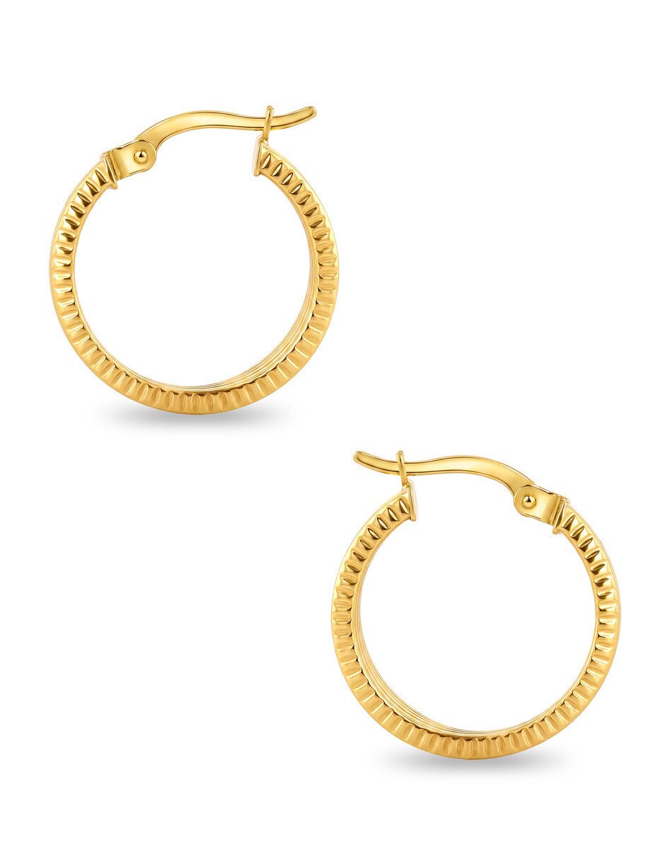 Arracadas circulares JOYERIAS BIZZARRO de oro amarillo 10 K con acabado brillante