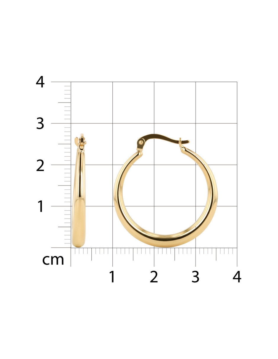 Arracadas circulares de oro amarillo 14 K con acabado brillante 5