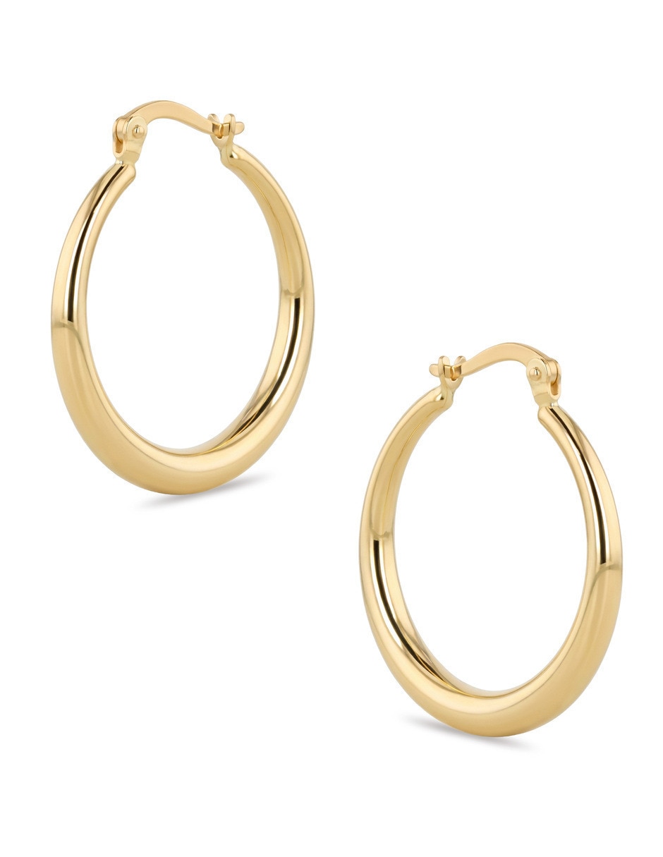 Arracadas circulares de oro amarillo 14 K con acabado brillante 2