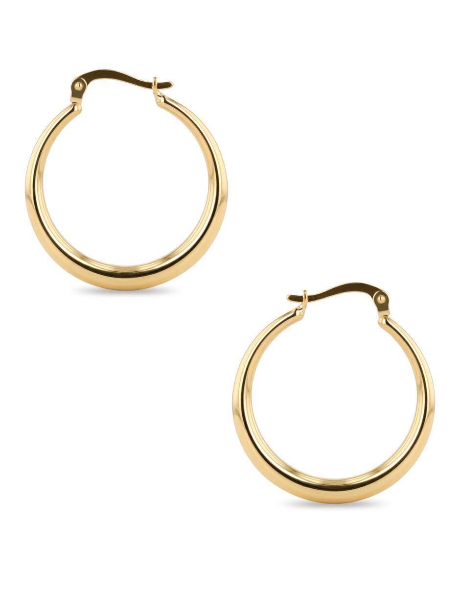 Arracadas circulares de oro amarillo 14 K con acabado brillante 4