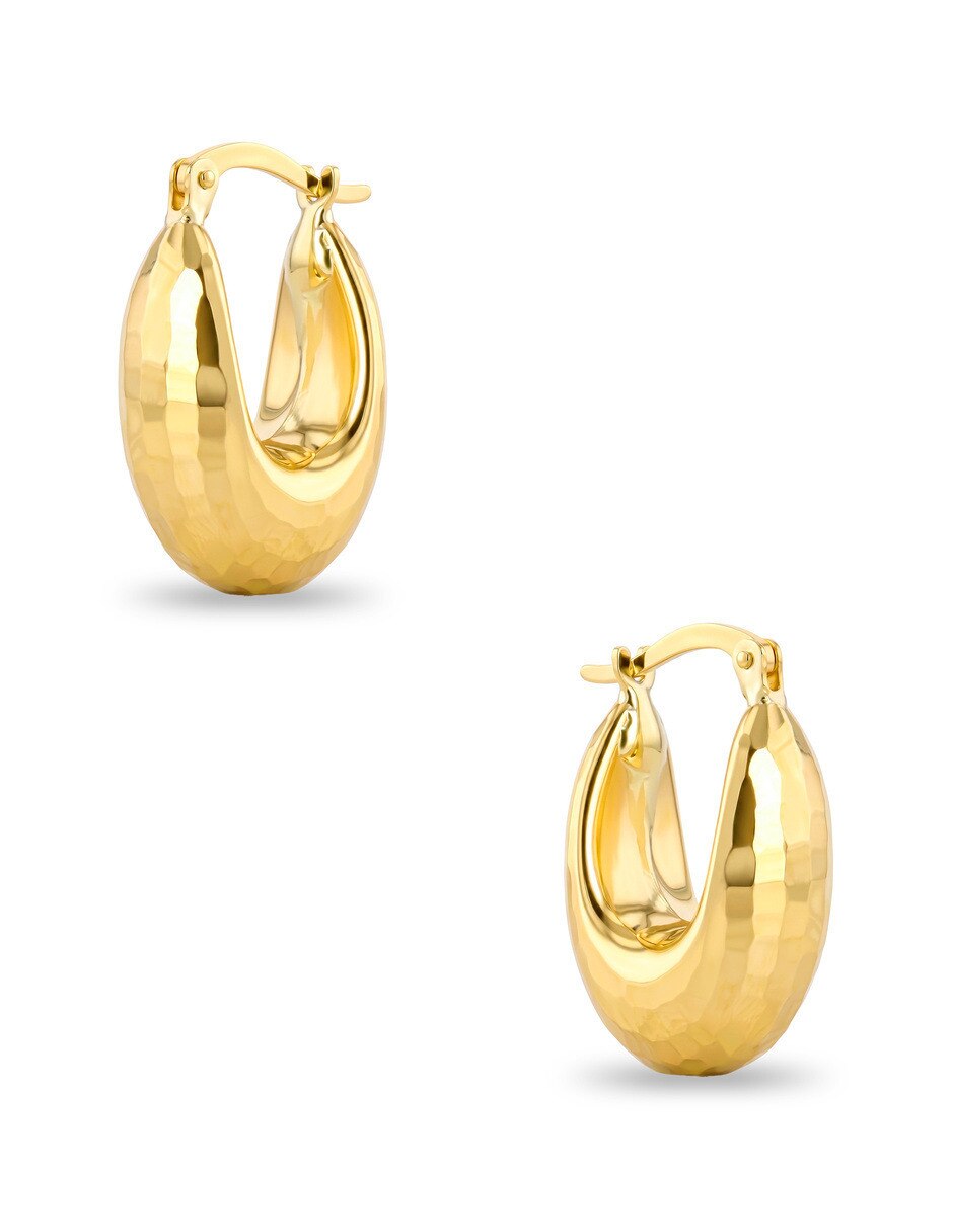 Arracadas circulares JOYERIAS BIZZARRO de oro amarillo 10 K con acabado brillante
