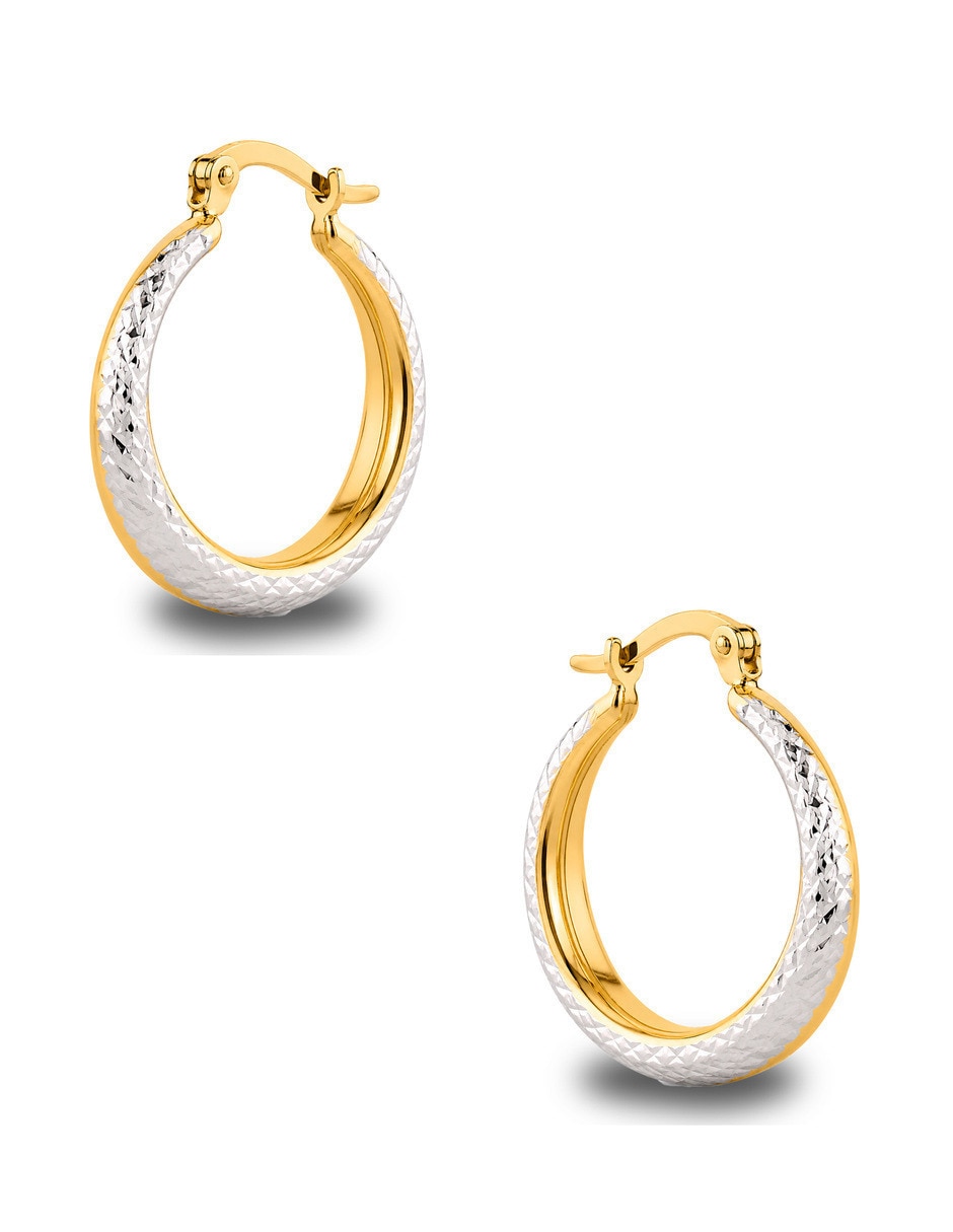 Arracadas circulares JOYERIAS BIZZARRO de oro amarillo 10 K con acabado brillante
