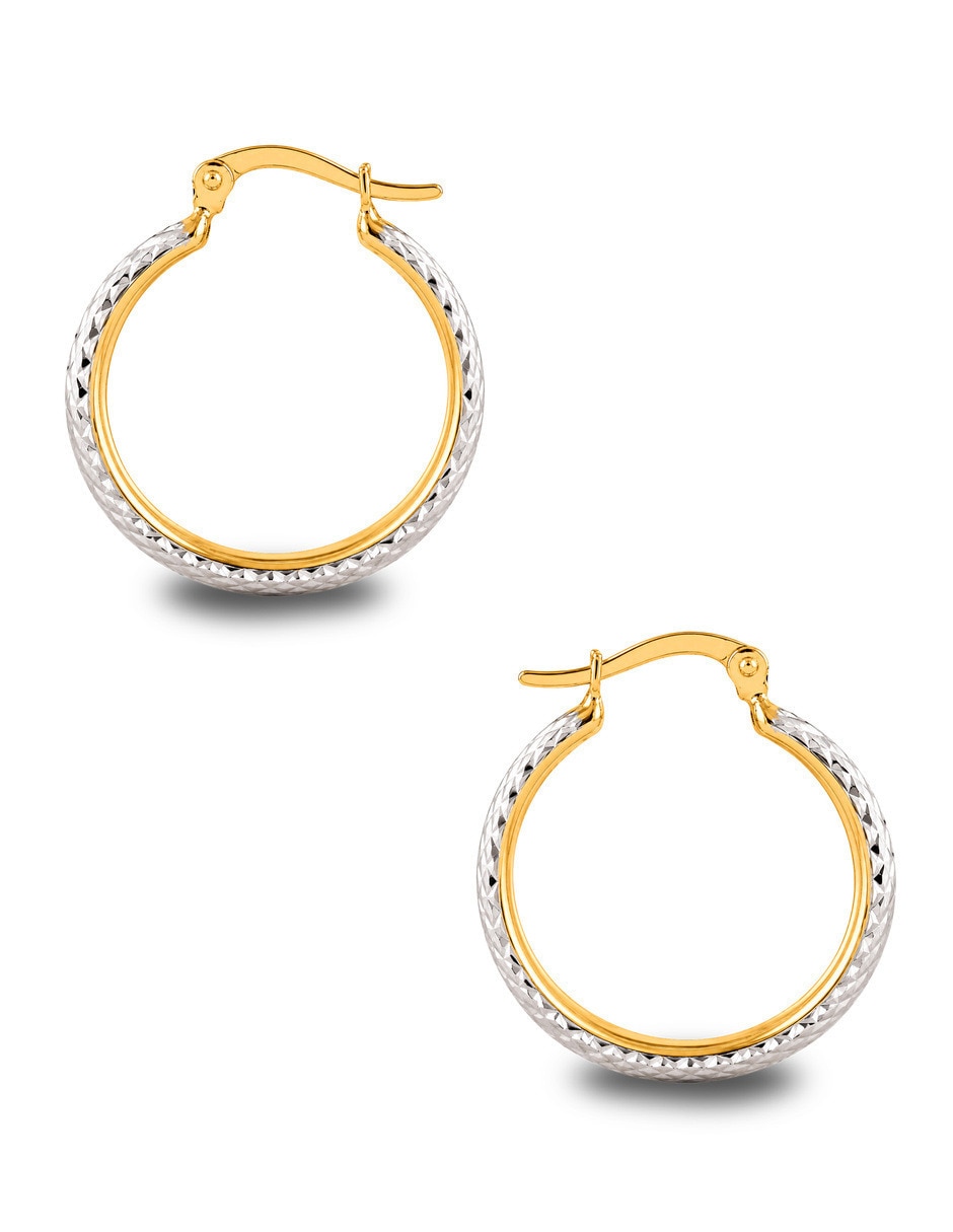 Arracadas circulares JOYERIAS BIZZARRO de oro amarillo 10 K con acabado brillante