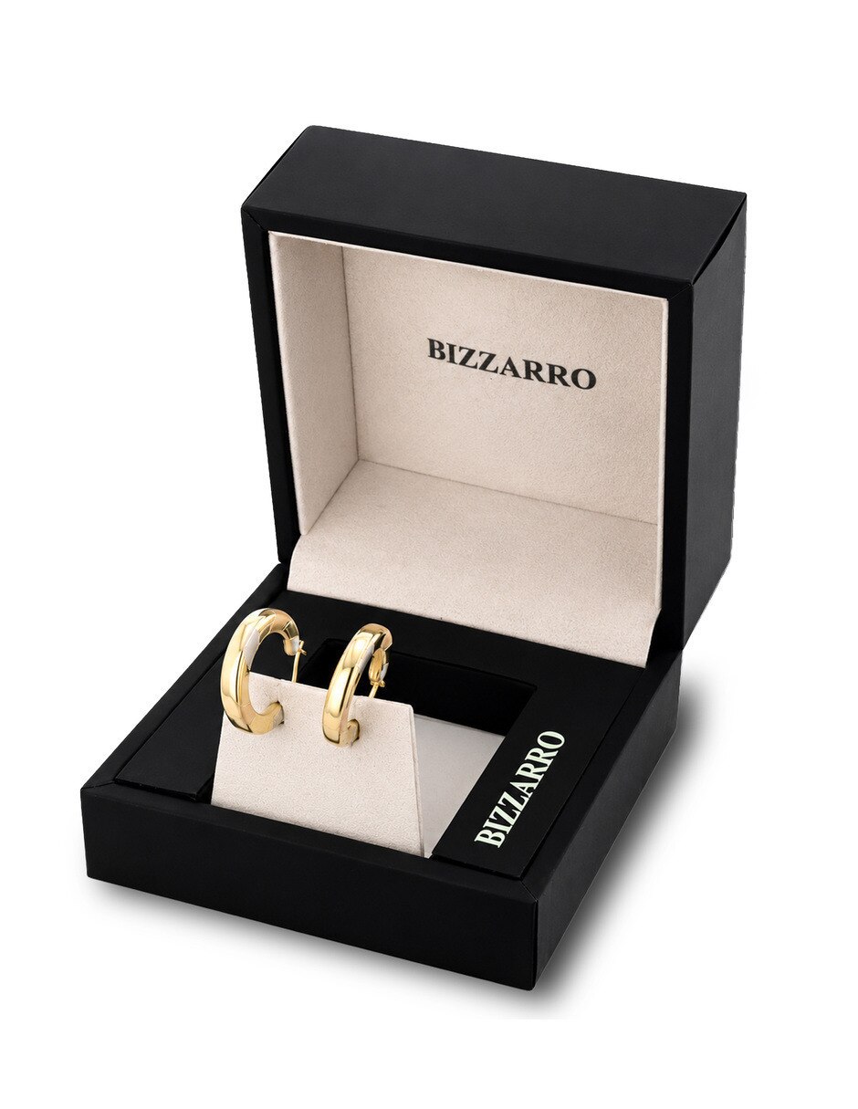 Arracadas circulares JOYERIAS BIZZARRO de oro florentino 10 K con acabado brillante