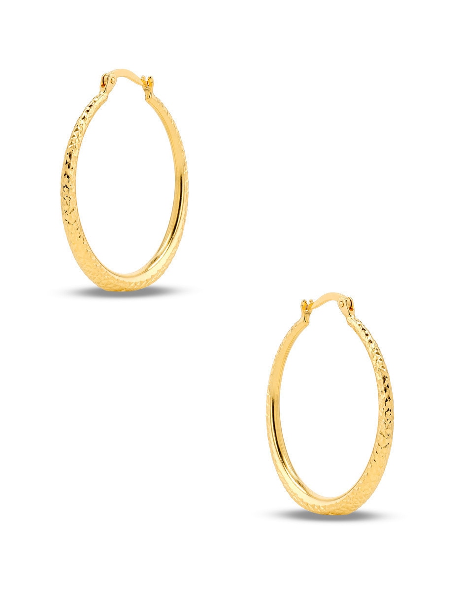 Arracadas circulares JOYERIAS BIZZARRO de oro amarillo 10 K con acabado brillante
