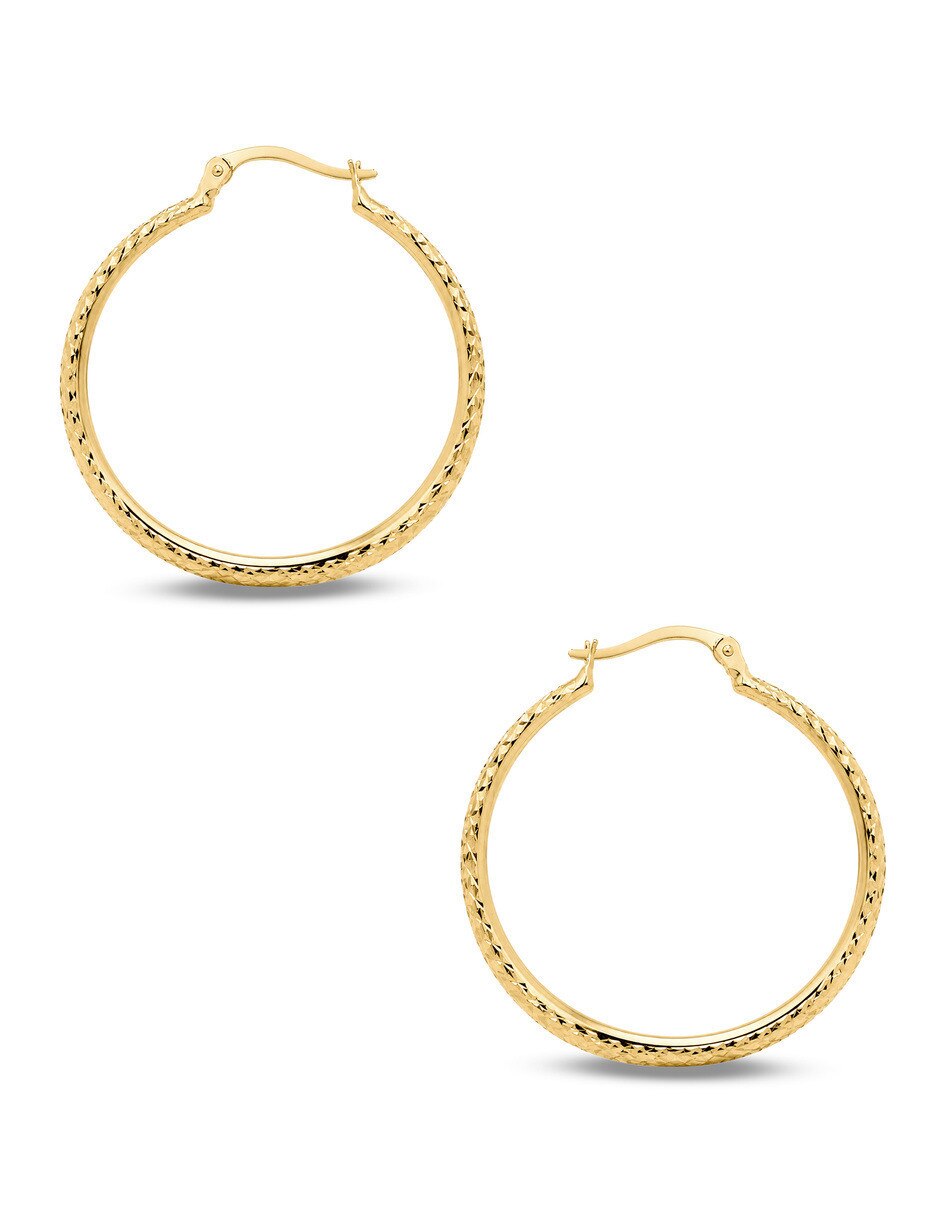 Arracadas circulares JOYERIAS BIZZARRO de oro amarillo 10 K con acabado brillante