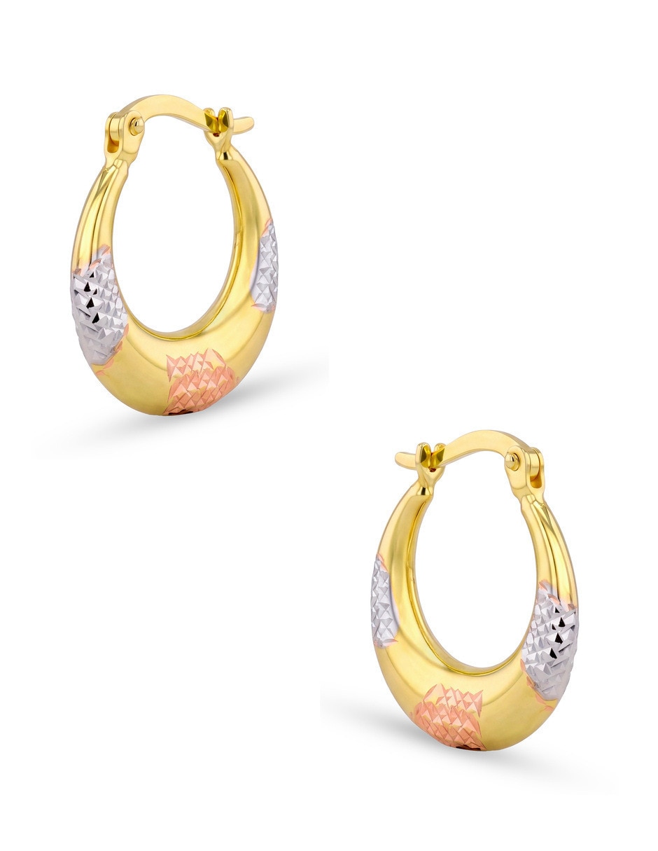 Arracadas circulares JOYERIAS BIZZARRO de oro florentino 10 K con acabado brillante