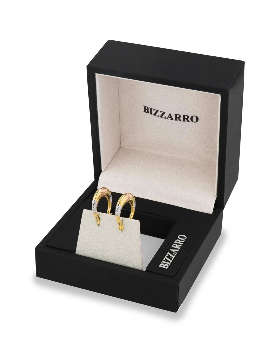 Arracadas circulares JOYERIAS BIZZARRO de oro florentino 10 K con acabado brillante