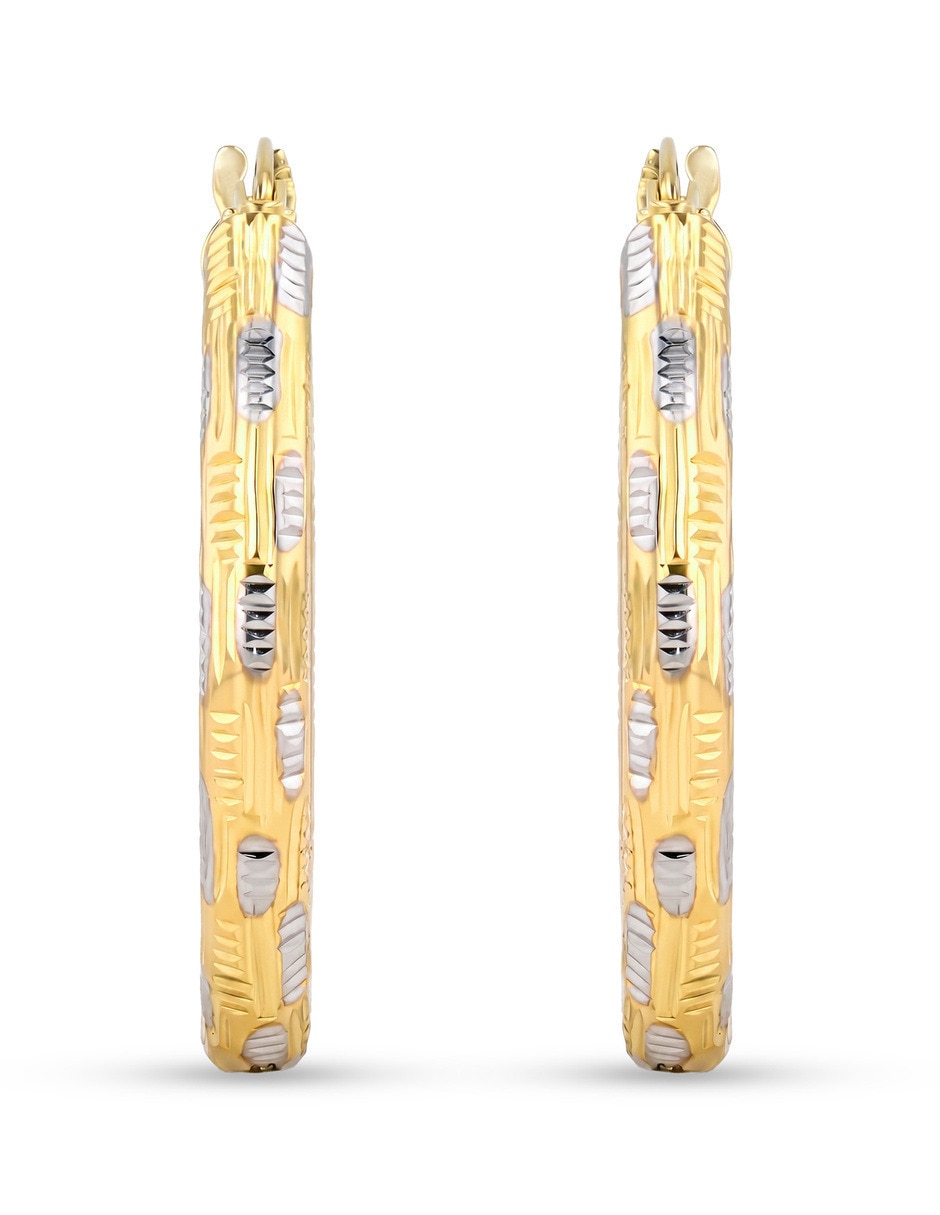 Arracadas circulares JOYERIAS BIZZARRO de oro amarillo 10 K con acabado brillante