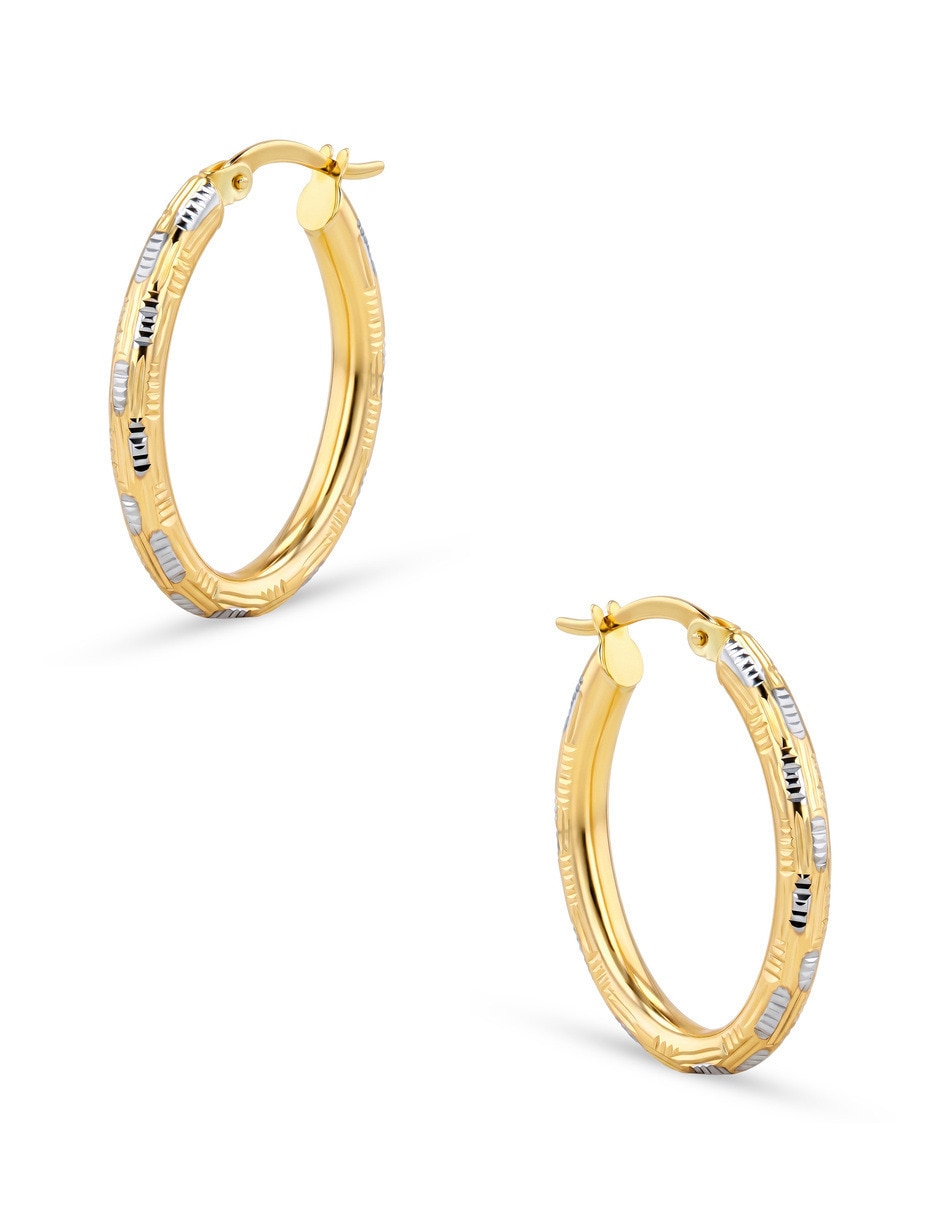Arracadas circulares JOYERIAS BIZZARRO de oro amarillo 10 K con acabado brillante