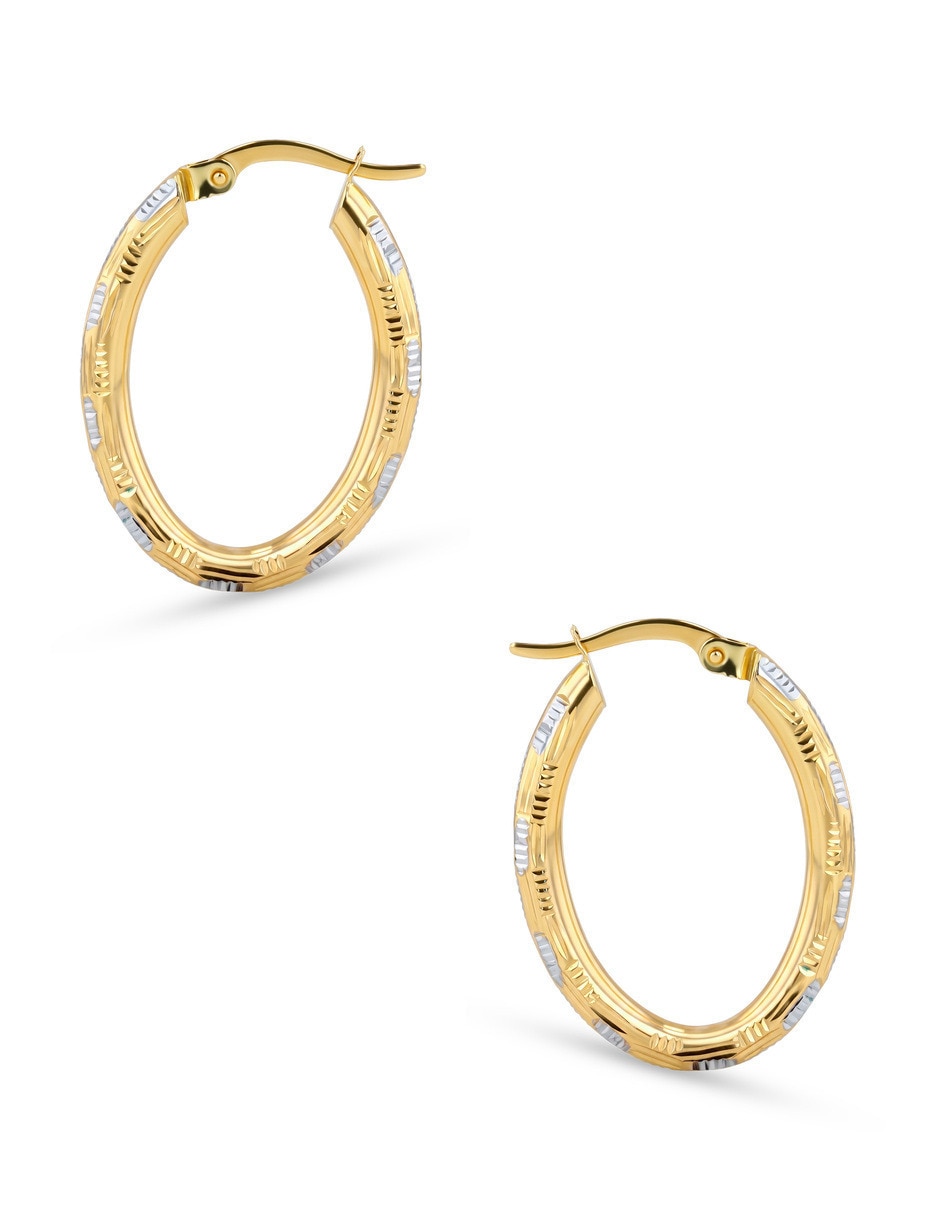 Arracadas circulares JOYERIAS BIZZARRO de oro amarillo 10 K con acabado brillante