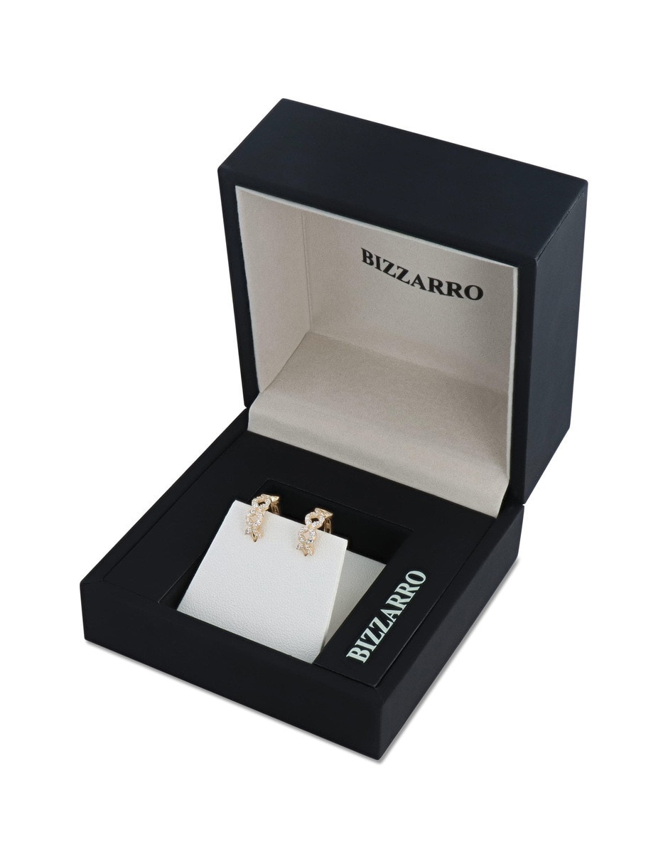 Arracadas circulares JOYERIAS BIZZARRO de oro amarillo 14 K con acabado brillante zirconia