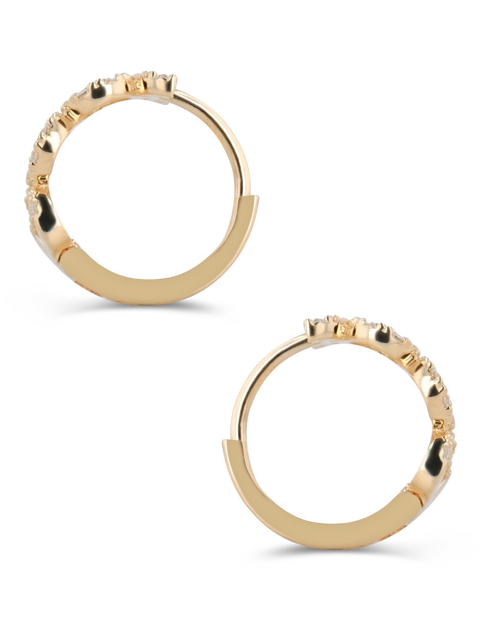 Arracadas circulares JOYERIAS BIZZARRO de oro amarillo 14 K con acabado brillante zirconia