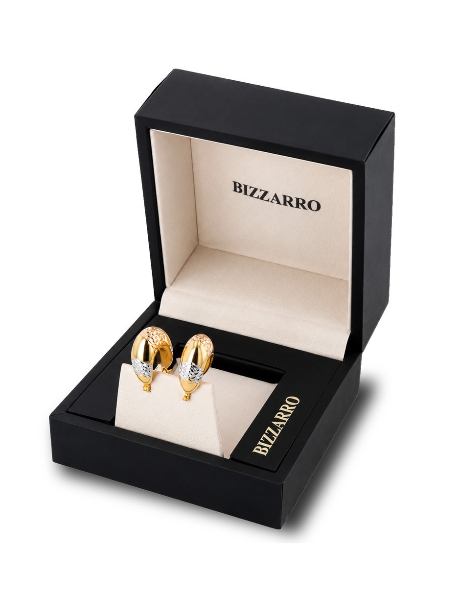 Arracadas circulares JOYERIAS BIZZARRO oro florentino 10 K con acabado brillante