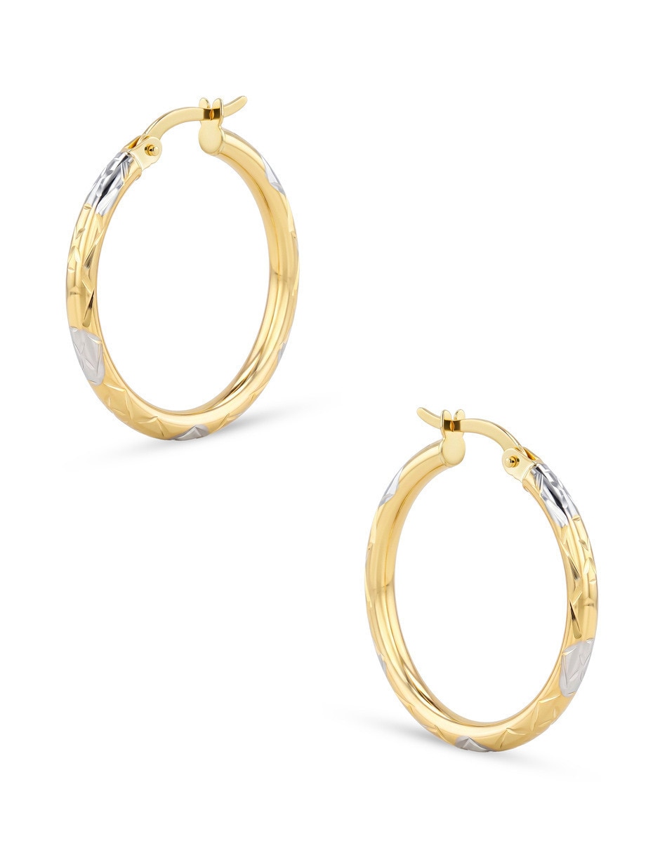 Arracadas circulares JOYERIAS BIZZARRO de oro amarillo 10 K con acabado brillante